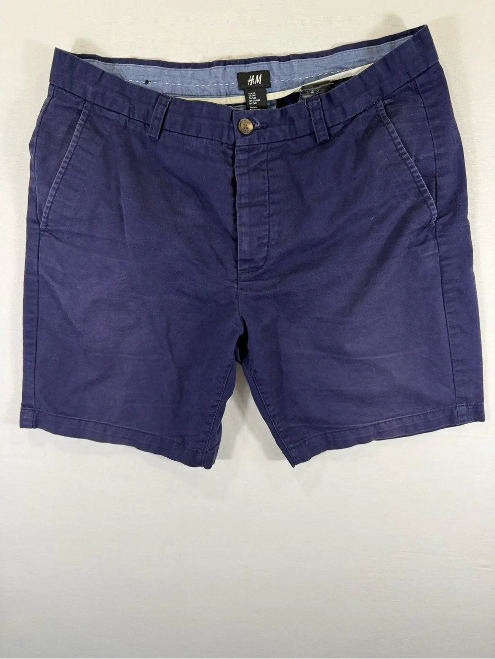 H&M Navy Blue Men’s Flat-Front Cotton Shorts